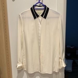 Off white silk shirt with contrasting collar